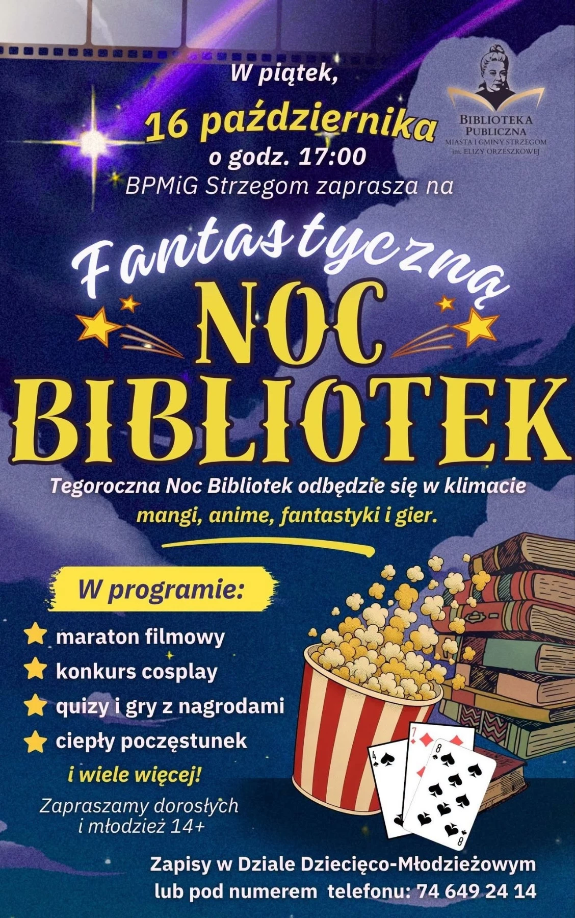 Fantastyczna Noc Bibliotek w Strzegomiu już 16 października