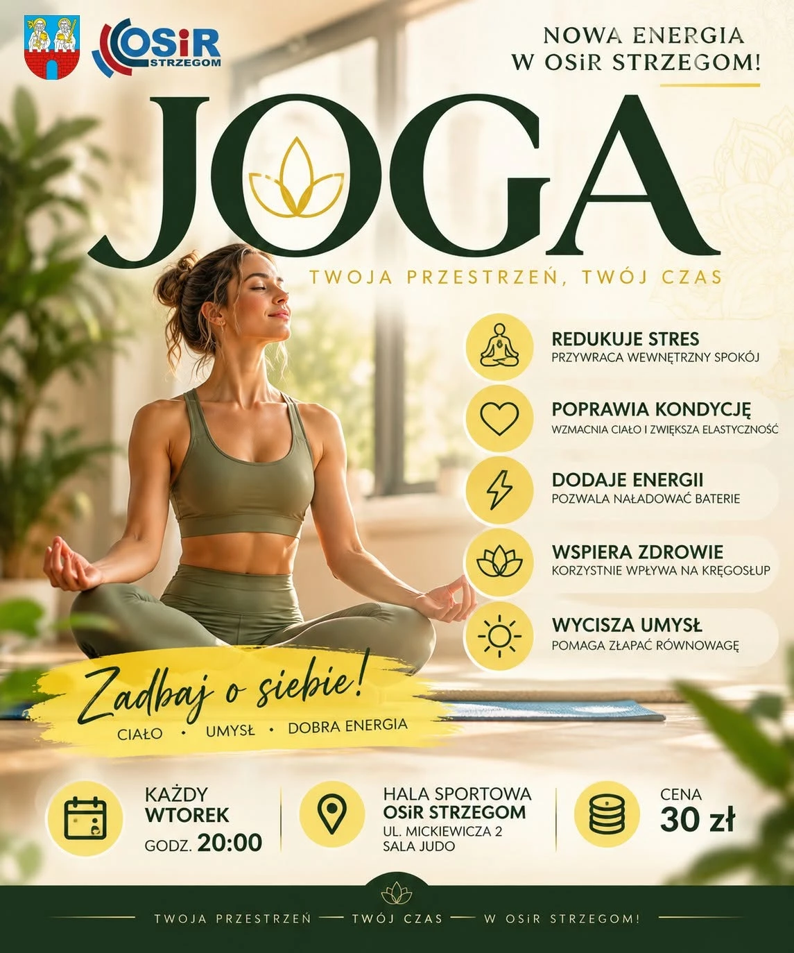 Joga w OSiR Strzegom. Zajęcia w każdy wtorek