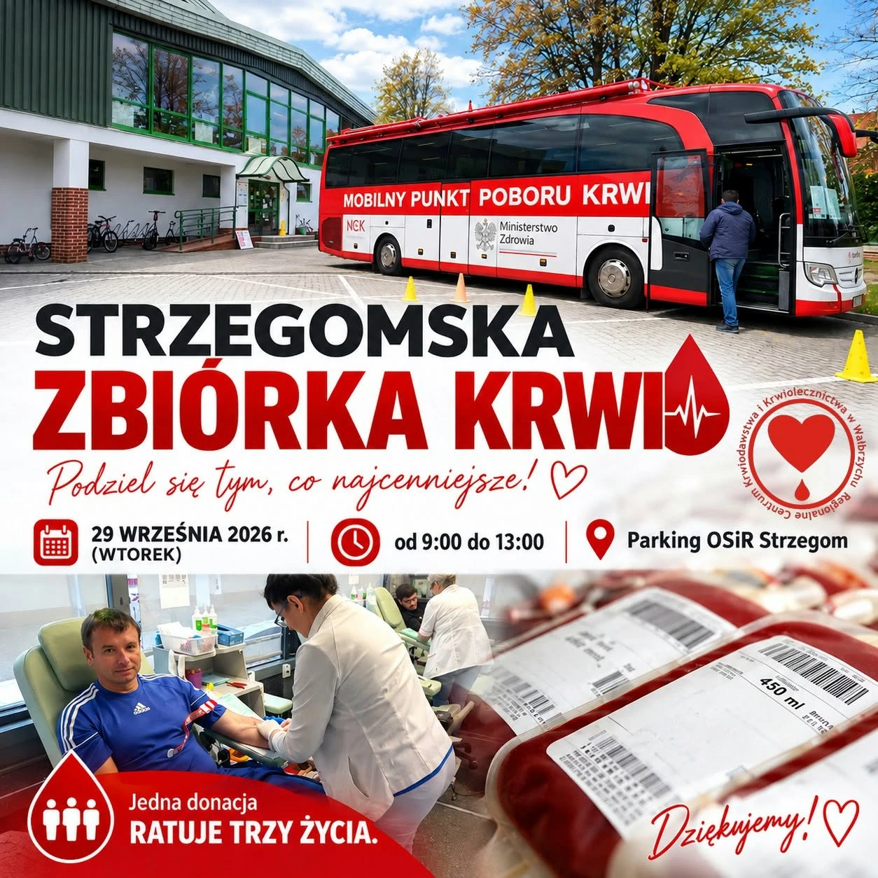 Dziś zbiórka krwi przy OSiR w Strzegomiu